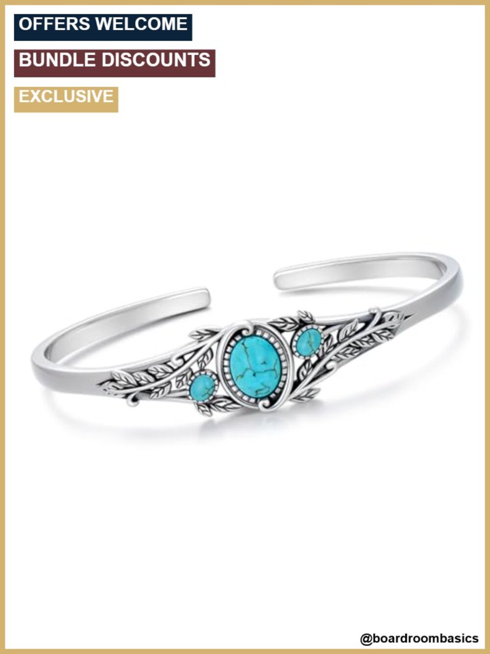 Sterling Silver Turquoise Cuff Bracelet Adjustable Bangle